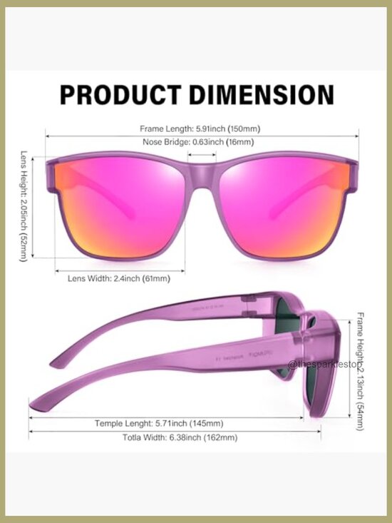 Polarized Fit Over Sunglasses UV400 Protection Oversized Square TR90
